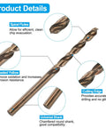 Close-up of Heavy Duty Tap And Drill Bit Set With 2 M6x1.25 Left Hand Thread Taps and 2 4.7mm Right Hand Drill Bits in HSS Co M35