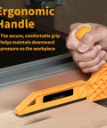 Close-up of deluxe push stick in use from Universal Featherboard Kit With Flex And Miter Lock System Plus Two Deluxe Push Sticks For Table Saws, Router Tables, Bandsaws, And Jointers