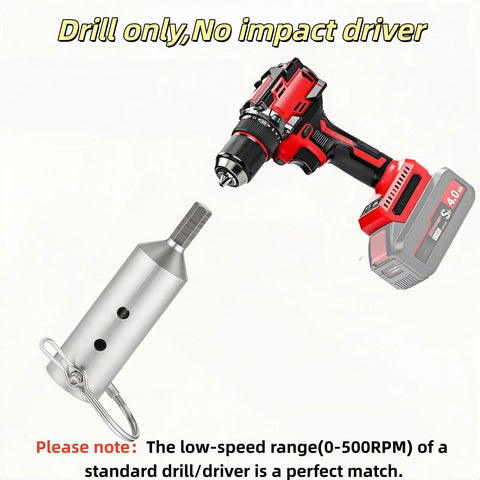 Heavy Duty Stainless Steel Trailer Jack Drill Adapter 4.5 Inch Length Fits One Inch Drive Shaft Handles 10K To 12K Pounds with drill.