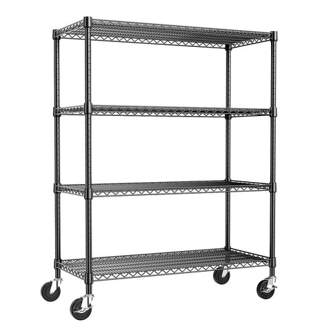 4 Tier Metal Shelving Unit for Garage Storage Ultra Heavy Duty Carbon Steel Rack With Adjustable Heights on wheels