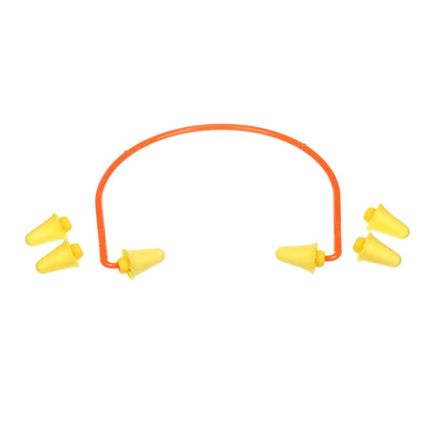 Banded Style Hearing Protection Set With Lightweight Earmuff Alternative NRR 28 DB Washable Reusable Plugs Includes Two Replacement Earplugs Ideal For Range Shooting And Hunting In Orange And Neon Green Yellow