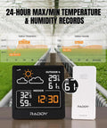 Indoor Outdoor Thermometer and Hygrometer Wireless Weather Station With 5-Inch VA Display and remote sensor, black