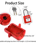 Two Pack Electrical Plug Lockout Kit For Lockout Tagout OSHA Compliant 110V And 220V Plug Locks With Two Safety Padlocks