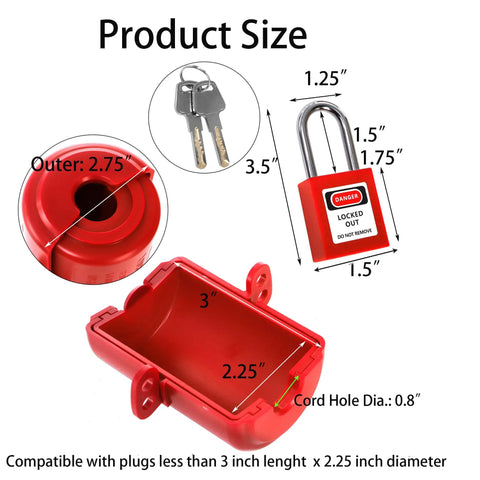 Two Pack Electrical Plug Lockout Kit For Lockout Tagout OSHA Compliant 110V And 220V Plug Locks With Two Safety Padlocks