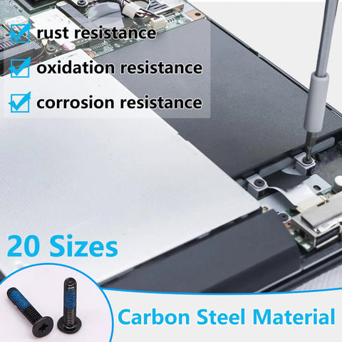500Pcs Laptop Screws Kit With Blue Nylok Self Locking Screws 20 Sizes M2 M2.5 M3 Ideal For Notebook Repair And Replacement