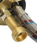 Heavy Duty Zinc Alloy Shampoo Bowl Faucet Set Featuring Dual Hot And Cold Water Mixer With Flexible Spray Hose Built Tough for connection detail.