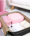 Compact Portable Washing Machine Mini Foldable Electric Washer Dryer Combo Energy Efficient Laundry packed in suitcase for travel.
