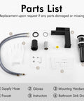 Parts list for Matte Black Bathroom Faucet With Pop Up Drain And Overflow, Lead Free NSF And cUPC Certified, Rustproof 18 8 Stainless Steel Vanity Single Hole Faucet For Modern Bathrooms