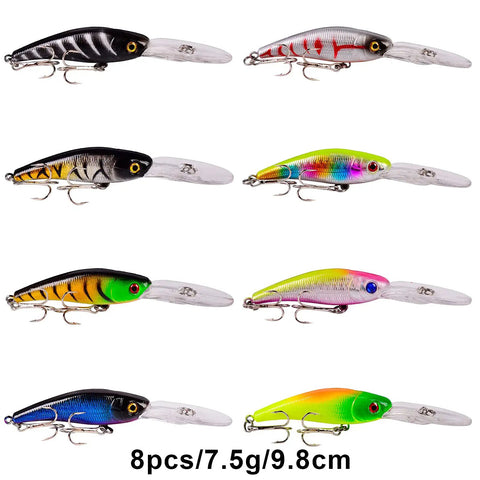 Beast 43Pc Fishing Lures Set Minnow and Crankbait Tackle Kit with Topwater Floating Lures shown in various colors and sizes.