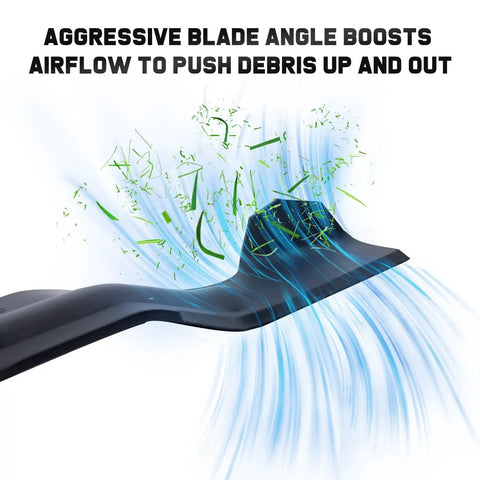 Mower Blades For Cub Cadet 50 Inch Deck Zero Turn Riding Tractor LT1050 LTX1050 RZT50 942 04053C Type 1 6 Point Star Mounting Hole Premium Replacement Blades For Smooth Cut And Long Lasting Performance showing airflow and grass clippings.