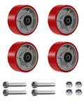 Heavy Duty 5 Inch Caster Wheels Replacement 1000 Lbs Per Wheel Beefed Up Polyurethane On Cast Iron Wheel Half Inch Bore Setup