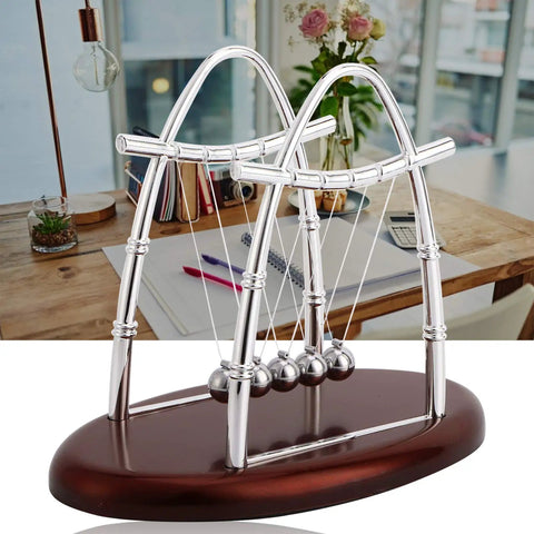 Newton Cradle Desk Toy With Classic Pendulums And Gentle Clinking A Cool Educational Physics Demonstration For Your Home Office Decor