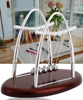 Desktop Pendulum Balance Balls Desk Toy With Steel Frame, Classic Cradle Physics Demonstration Of Momentum And Energy