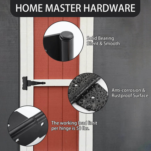 8 Inch Heavy Duty Decorative T Strap Hinge Rustproof Iron Black Gate Hinge With Screws For Storage Sheds Gates Barns demonstrated on gate