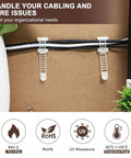 Adhesive Cable Clips and Zip Ties Kit With 50Pcs Zip Ties, 50Pcs Clips, Adjustable Nylon Cable Straps mounted on wall
