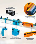 Router Table Fence System Kit With Aluminum Fence Thirty Two Inches Long And Three And A Half Inches Tall Easy Adjustment Knob Flip Stop Measuring Tape Feather Board Bit Guard Built In Dust Port, showing features and accessories.
