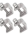 Four stainless steel C-clamps with wide jaws and 1-inch opening