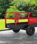 Beast Of A 1700 Lbs Heavy Duty Steel Dump Trailer For Yard And Farm Use with removable red sides, black body, 16 inch tires