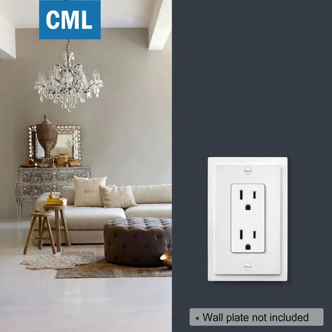 20 Pack Decorator Wall Outlet 15 Amp 125 Volt Standard Electrical Receptacle with back and side wiring against dark wall
