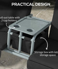 Two Person Porch Swing With Stand And Canopy Outdoor Swing With Pivot Storage Table And Cup Holders Cushions