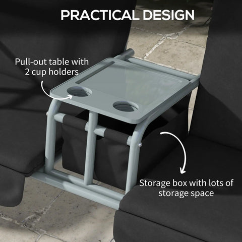 Two Person Porch Swing With Stand And Canopy Outdoor Swing With Pivot Storage Table And Cup Holders Cushions