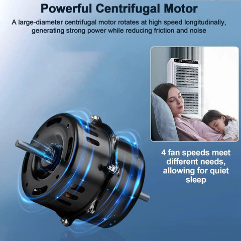 Heavy Duty Evaporative Portable Air Cooler With Beastly 2943 Cfm Airflow And 13.2 Gallon Tank has a powerful centrifugal motor.