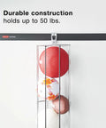 Garage FastTrack Vertical Ball Rack Wall Mount in Satin Nickel holding basketballs and soccer ball, durable steel, 50 lb capacity.