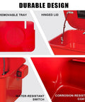 Heavy Duty Steel Parts Washer With Rapid Fluid Recycler Badass At Sloughing Off Grit On Gears Carburetors And Motor Blocks Pro Shop Staple Quick Dry Red Edition showing removable tray and hinged lid.