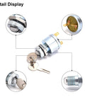Universal EZGO Golf Cart Ignition Key Switch Starter With 2 Terminal Prongs, Includes 2 Keys, Lock Washer, Face Nut