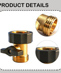 Two Pack Three Quarter Inch Brass Garden Hose Shut Off Valve With Extended Handle Heavy Duty Water Control For Easy Flow Includes Four Extra Rubber Washers For Tight Leak Free Fit, brass close-up