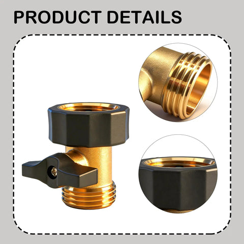Two Pack Three Quarter Inch Brass Garden Hose Shut Off Valve With Extended Handle Heavy Duty Water Control For Easy Flow Includes Four Extra Rubber Washers For Tight Leak Free Fit, brass close-up