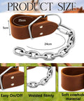 Two Pack Leather Horse Hobbles With Anti Kick Design Single Leg Hobble For Secure Training And Grazing Heavy Duty Stainless Steel Chain Durable Leather Great For Stallions Geldings And Mares, showing dimension details