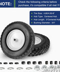 4.80/4.00-8 Flat Free Tire And Wheel With Grease Fitting, 3 Inch Centered Hub, 3/4 Inch Bearings for Hand Trucks