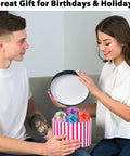 Two people opening gift box with Gear Ball Fidget Toys 4 Pack For Stress Relief And Focus 3D Printed GearSphere Spin Cube Desk Toy
