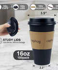 Heavy Duty 16 Oz Disposable Coffee Cups With Lids Sleeves And Straws 100 Pack Thickened Leak Proof Insulated Paper Cups for Hot Drinks