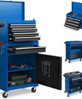 5-Drawer Rolling Tool Chest With Detachable Top Toolbox, Lockable Wheels And Lock Bar, Protective Liner And Tool Rack
