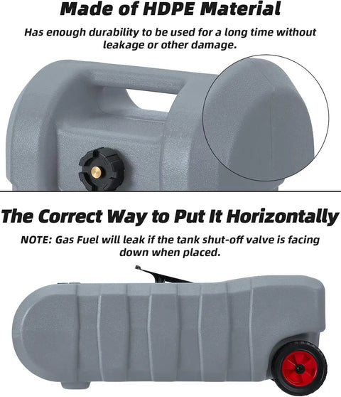 Big 15 Gallon Portable Fuel Caddy With Easy Siphon Pump And Leak Proof Valves On Wheels, HDPE material for durability and safe use.