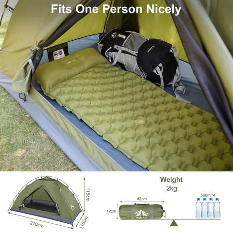 Upgraded Backpacking Tent For 1 Or 2 People With Dope Easy Clip Setup interior view with sleeping pad and backpack.