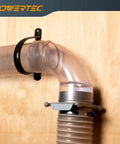 Four Inch ID 90 Degree Dust Collection Elbow Fitting For Four Inch OD Pipes Easy Clip On Quick Connect Clear View Built In Coupler