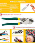 Beefy Heavy Duty Hydraulic Crimping Tool And Cable Cutter For 12 AWG To 2/0 AWG 10 Ton Battery Crimper With 9 Die Set For Cable Lug And Wire Terminal Lug By YUZES, showing front view, suitable for cutting copper and aluminum wire.