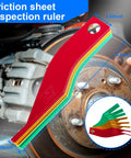 Smooth Operator 8 Piece Brake Pad Thickness Gauge Set with Color Coded SAE and Metric Blades showing different thickness measurements.