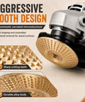 Close-up of 14 Piece Wood Carving Disc Set For Angle Grinder Pro Grade Heavy Duty with biomimetic serrated microstructure.
