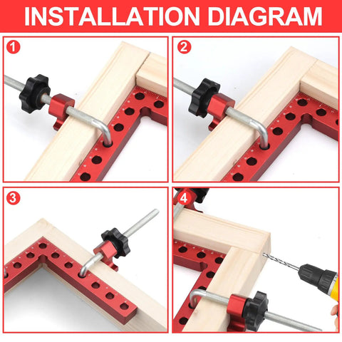 Installation diagram of 8 Pack Shop Tough Corner Clamps For Woodworking showing precise joint alignment steps.