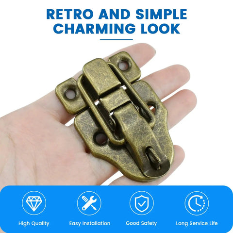 Old School Bronze Toggle Latch With Padlock Hole For Jewelry Boxes Cabinets Small Wooden Cases And Craft Projects in hand showing size