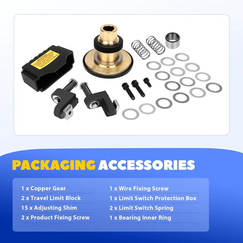 X Axis Power Feed For Milling Machines With Beefy 450 Inch-Lbs Torque, packaging accessories components laid out