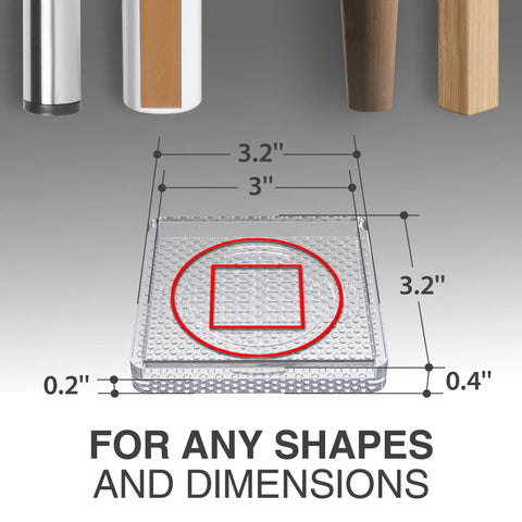 Square Anti Slip Furniture Pads Straight Up Gotta Keep Heavy Tables Locked Down Clear Protective Covers with 3 x 3 inch dimensions.