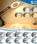 Hands Free Magnifying Lamp With Light And Stand, 15X/30X Magnifier Glass displaying colors and brightness levels