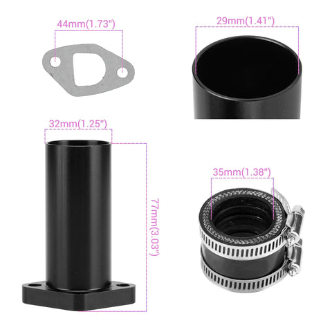 Components of Intake Manifold Inlet Pipe Kit For PWK 24mm 28mm Carbs Fits Predator 212 224cc 196cc 200cc Engines and GX200 6.5HP