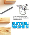 Built Tough Replacement Planer Blades For 8 Inch Thickness Planers High Speed Steel Knives With Killer Edge For Knockout Woodworking Performance And Daily Shop Grind Three Pack on a woodworking machine with wood blocks.