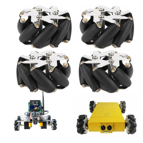 Durable Steel Mecanum Wheel Set For Robot Car 48mm Omni Wheels Four Pack with stable rollers and 360 degree movement